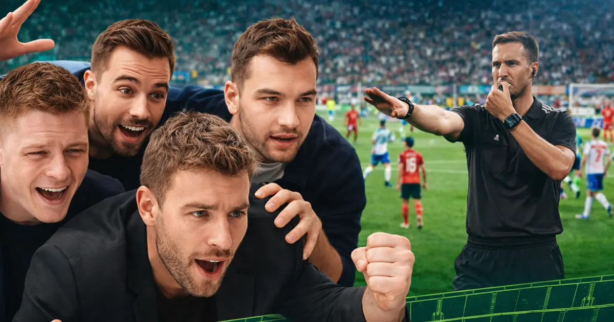 Szurkolók reagálnak egy futballmérkőzés megszakítására, tippmix félbeszakadt meccs helyzet illusztrációja