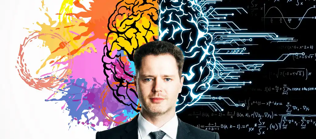 iq szint értelmezése férfi agy kreatív és logikai oldalának vizuális ábrázolásával